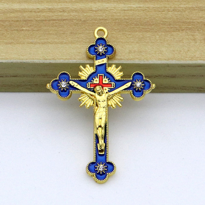 Wholesale Alloy Diamond DIY Cross Pendant Accessories JDC-DIY-ShuangN003