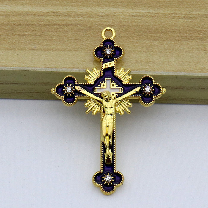 Wholesale Alloy Diamond DIY Cross Pendant Accessories JDC-DIY-ShuangN003