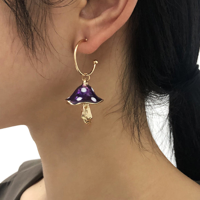 Wholesale Alloy Mushroom Drop Oil Earrings JDC-ES-QianDi025