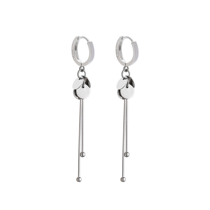 Wholesale Sterling silver round tassel earrings with versatile and fashionable style, long earrings with a stylish and high-end feel, cold and cool earrings