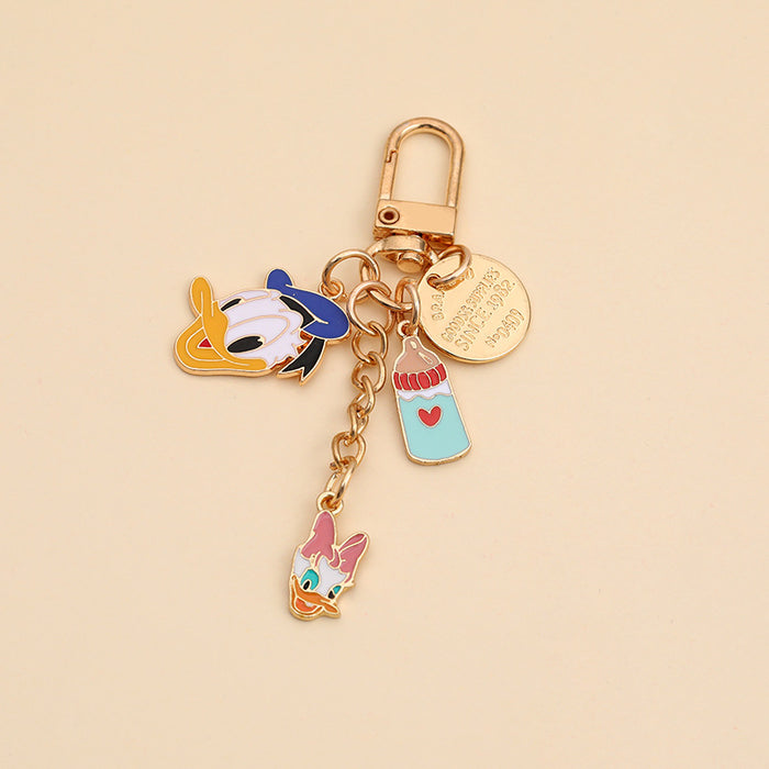 Wholesale  Cartoon Metal Duck Keychain Couple airpods Headset Pendant Car Key Chain