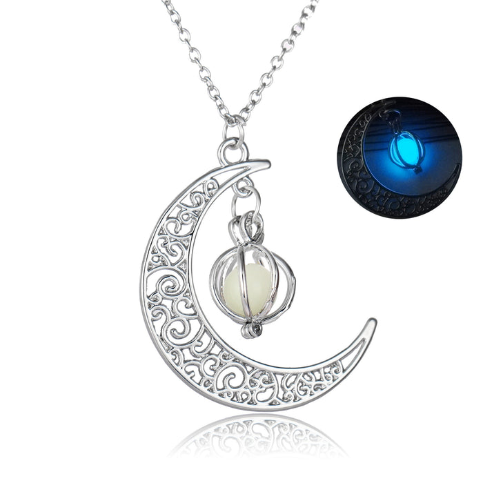 Wholesale Glowing Moon Pumpkin Creative Necklace  Alloy Clavicle Chain For Women