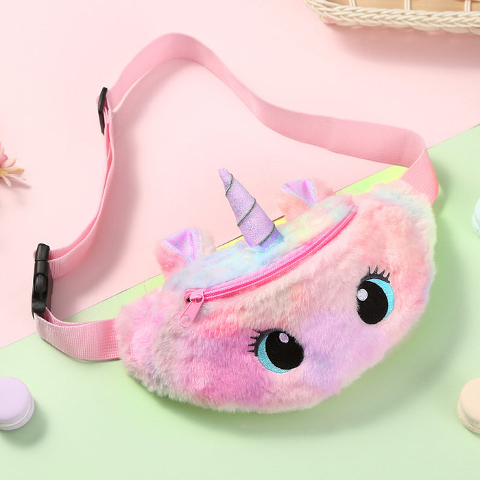Wholesale Unicorn Big Eyes Waist Bag Kindergarten Children Messenger Bag Chest Bag Cartoon Plush Shoulder Bag Little Girl