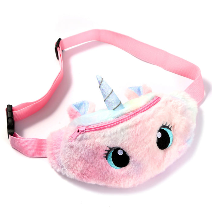 Wholesale Unicorn Big Eyes Waist Bag Kindergarten Children Messenger Bag Chest Bag Cartoon Plush Shoulder Bag Little Girl