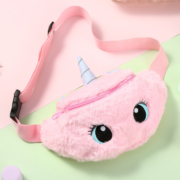 Wholesale Unicorn Big Eyes Waist Bag Kindergarten Children Messenger Bag Chest Bag Cartoon Plush Shoulder Bag Little Girl