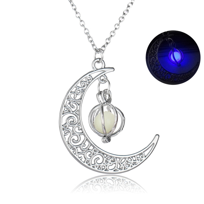 Wholesale Glowing Moon Pumpkin Creative Necklace  Alloy Clavicle Chain For Women