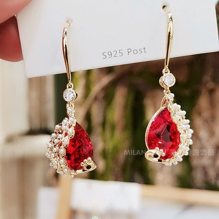 Wholesale   long earrings for women  red Agate Pearl earrings earrings