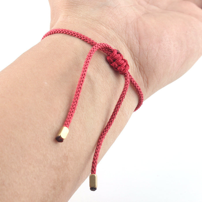 Wholesale copper bead bracelet DIY twisted Angle bead hand-woven red rope bracelet