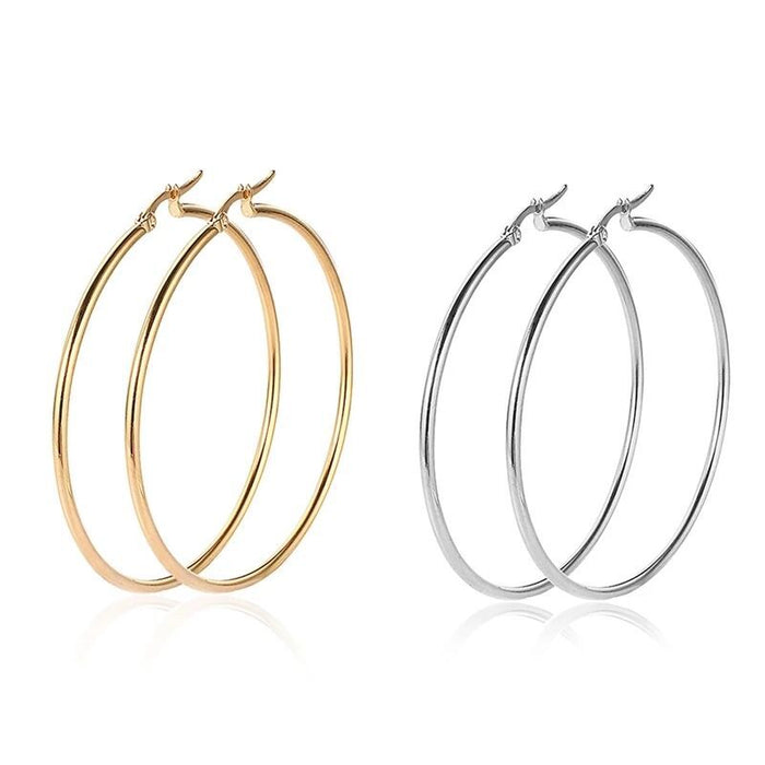 Wholesale Stainless Steel Earrings Exaggerated Large Titanium Steel Round Circle Earrings