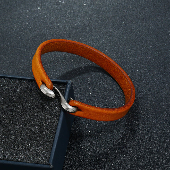Wholesale Retro minimalist cowhide bracelet for men, fashionable and versatile punk rock leather bracelet