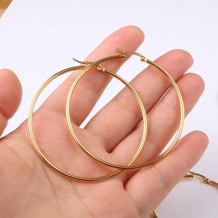 Wholesale Stainless Steel Earrings Exaggerated Large Titanium Steel Round Circle Earrings