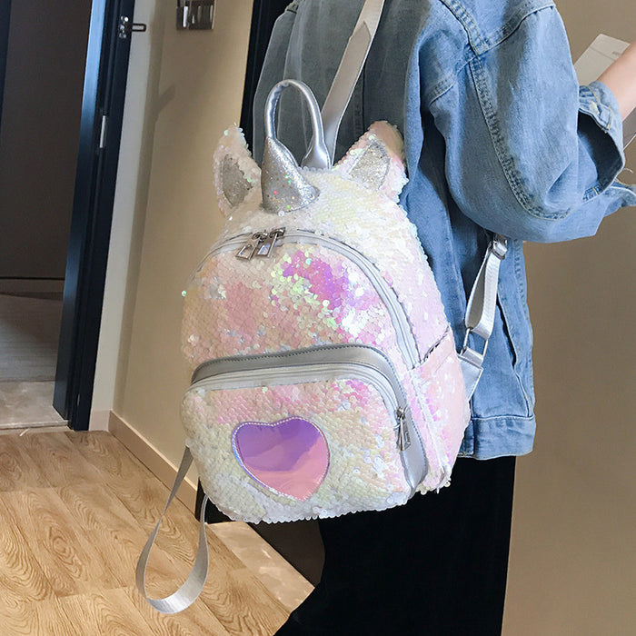 Wholesale Sequin New Backpack Cute Student School Bag Travel Backpack JDC-BP-YuanDuo017