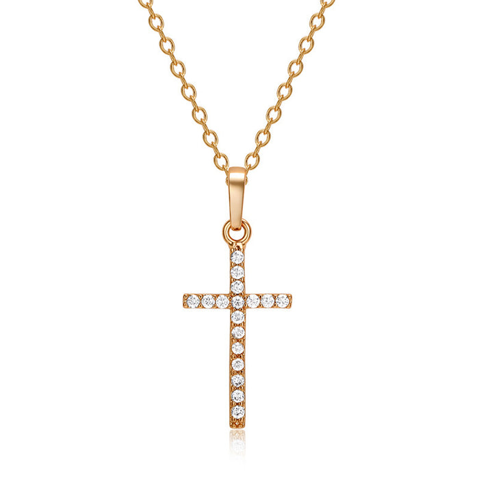 Wholesale Cross pendant necklace inlaid with zircon necklace, simple and fashionable collarbone chain