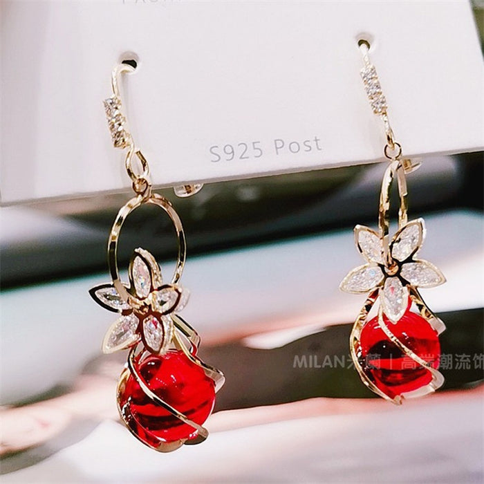 Wholesale   long earrings for women  red Agate Pearl earrings earrings