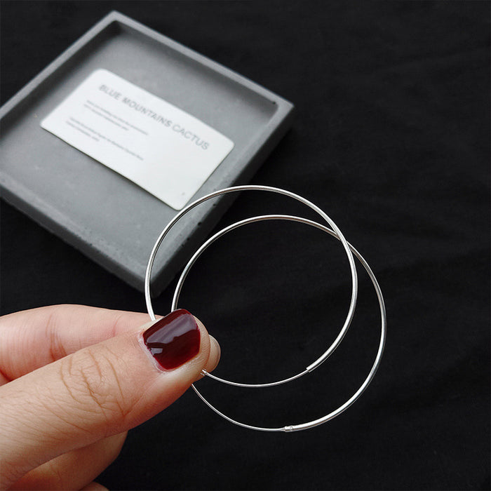 Wholesale s925 Silver Circle Big Circle Earrings Simple  All-match Trendy People