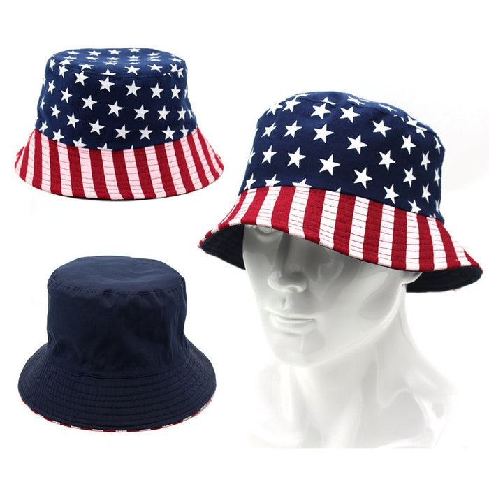 Wholesale Flag star fisherman' s hat for outdoor outings and sun protection