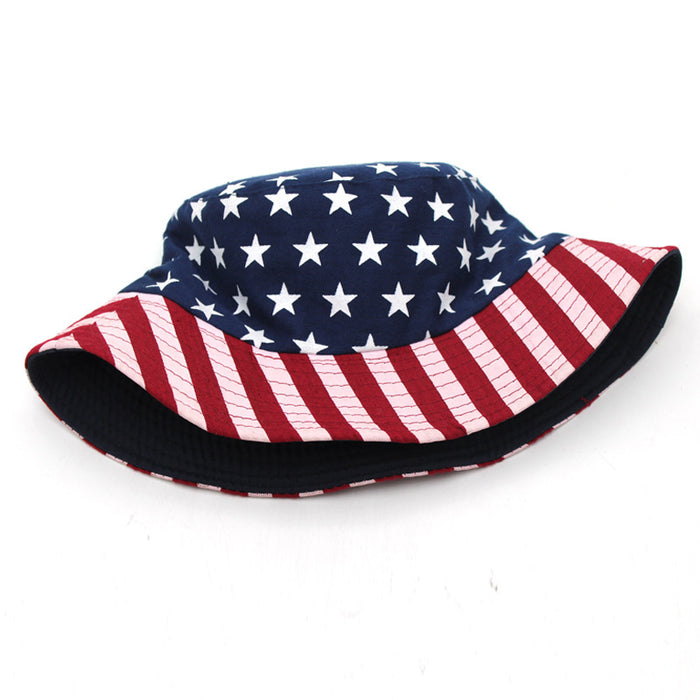 Wholesale Flag star fisherman' s hat for outdoor outings and sun protection