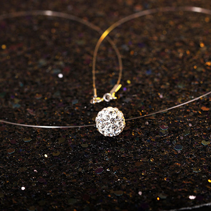 Wholesale Simple invisible transparent fishing line necklace collarbone chain wholesale zircon short necklace mermaid tears necklace
