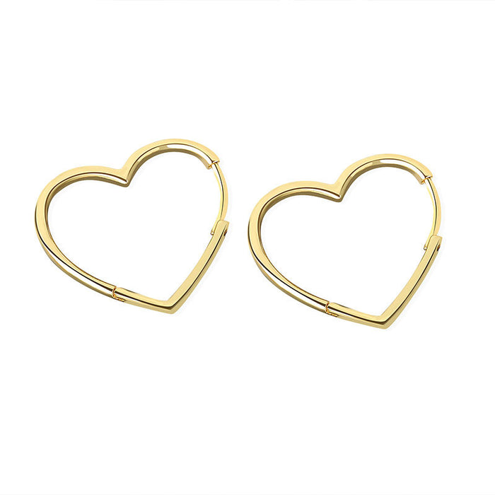 Wholesale Heart Design Earrings For Women Copper Electroplated Sweet And Minimalist Fashion Jewelry Accessory Casual Gift Boutique Resale