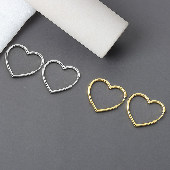 Wholesale Heart Design Earrings For Women Copper Electroplated Sweet And Minimalist Fashion Jewelry Accessory Casual Gift Boutique Resale