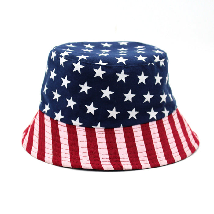 Wholesale Flag star fisherman' s hat for outdoor outings and sun protection