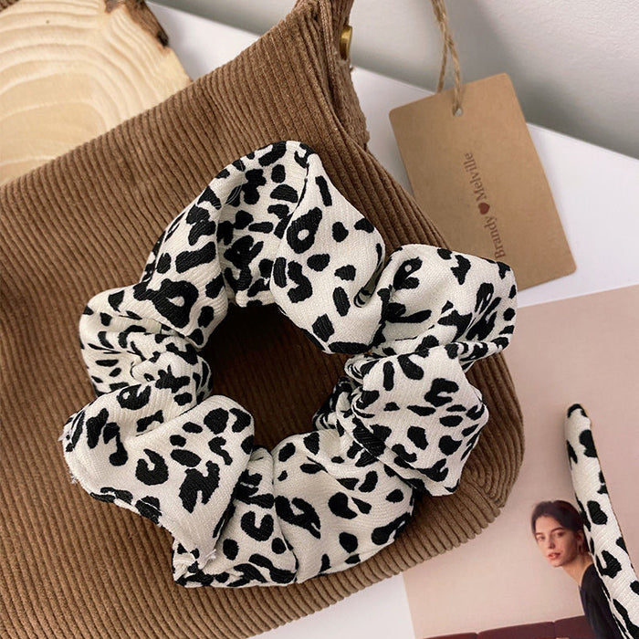 Wholesale Autumn and Winter Vintage Leopard Print Spotted Large Intestine Hair Ring Simple Head Rope Thick Fabric Hair Ring Distinctive Headwear