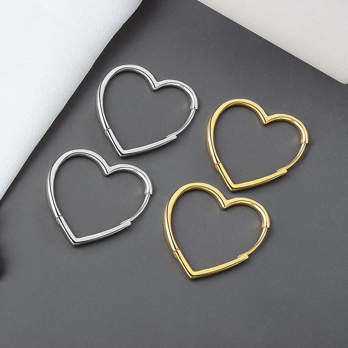 Wholesale Heart Design Earrings For Women Copper Electroplated Sweet And Minimalist Fashion Jewelry Accessory Casual Gift Boutique Resale