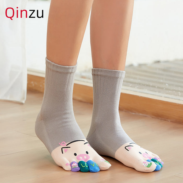 Wholesale Autumn five-finger socks women' s cotton socks autumn and winter toe socks breathable sweat-absorbent good wear toe socks