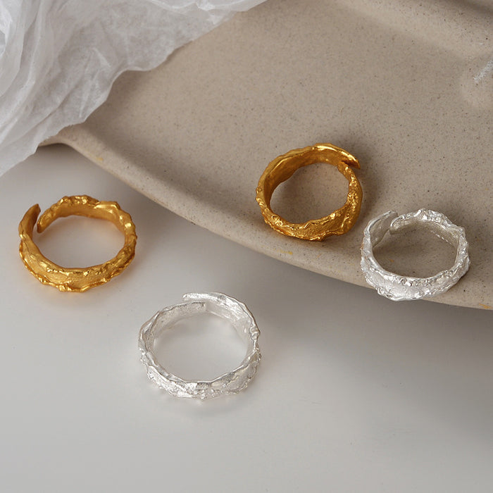 Wholesale S925 Sterling Silver Wrinkle Texture Ring Women's Open Texture Ring
