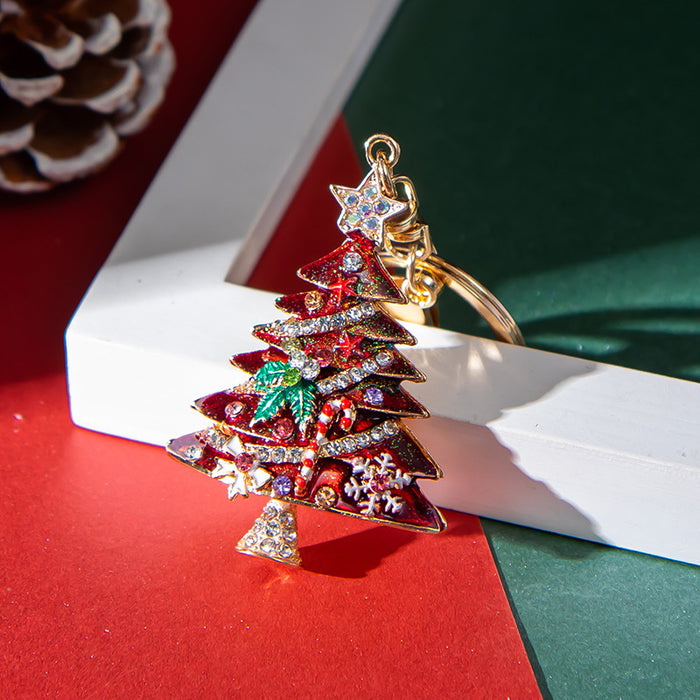 Wholesale Chic Christmas Tree Rhinestone Keychain Fashion Accessory for Gifts MOQ≥2