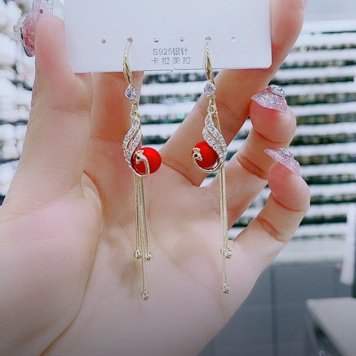 Wholesale   long earrings for women  red Agate Pearl earrings earrings