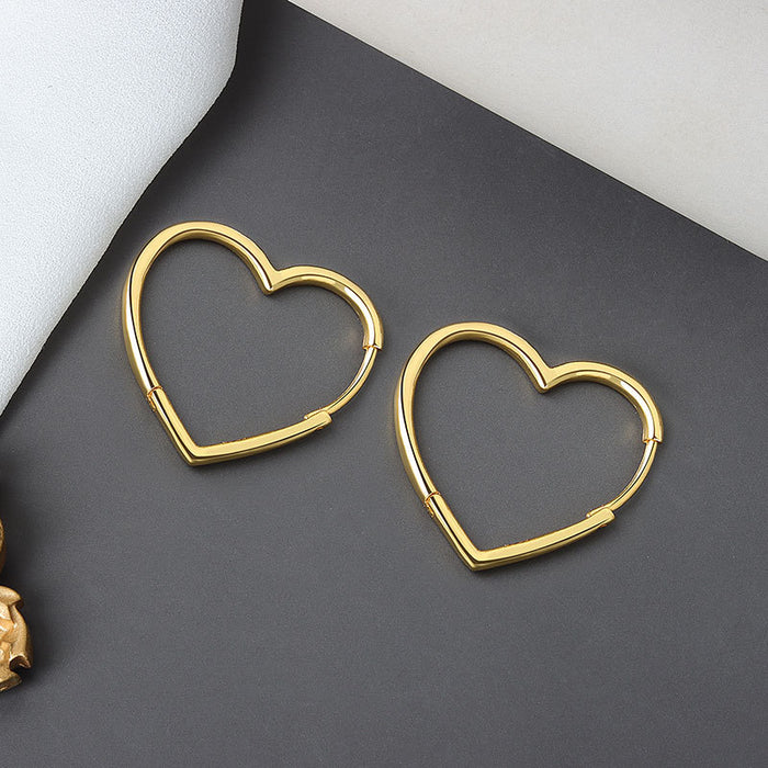 Wholesale Heart Design Earrings For Women Copper Electroplated Sweet And Minimalist Fashion Jewelry Accessory Casual Gift Boutique Resale