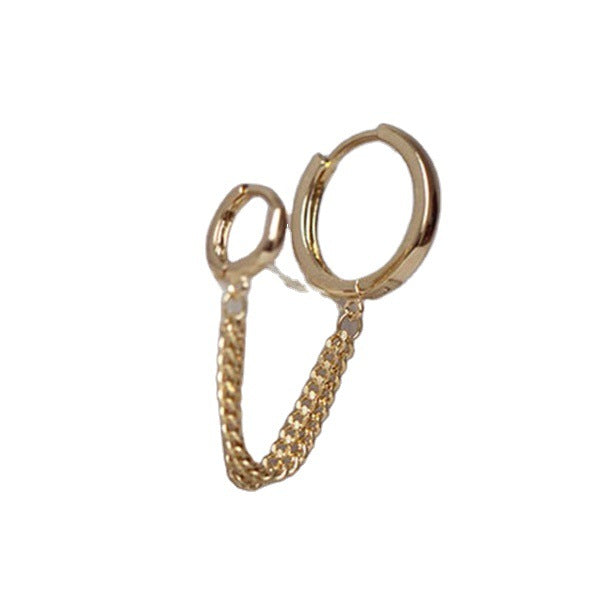 Wholesale Double ear hole connected earrings, simple and personalized earrings, single short ear buckle