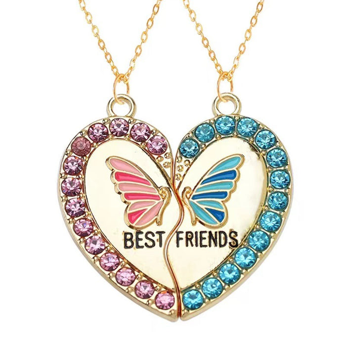 Wholesale Alloy Heart Butterfly Diamond Necklace JDC-NE-Zhuoa003