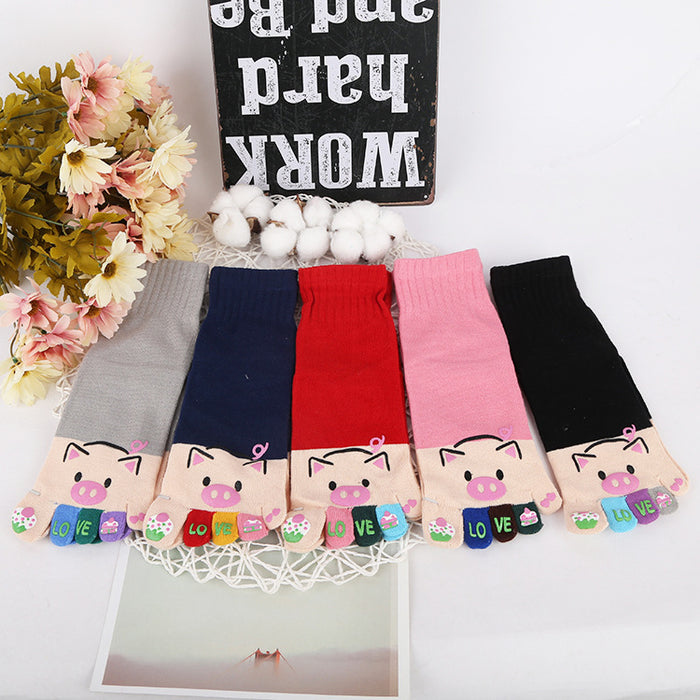 Wholesale Autumn five-finger socks women' s cotton socks autumn and winter toe socks breathable sweat-absorbent good wear toe socks