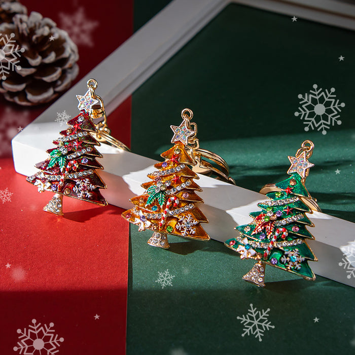 Wholesale Chic Christmas Tree Rhinestone Keychain Fashion Accessory for Gifts MOQ≥2
