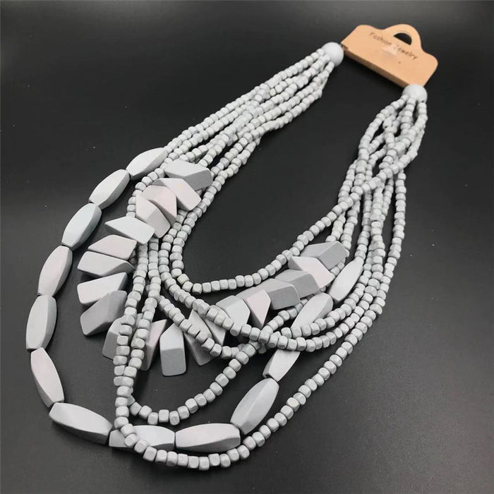 Wholesale Wooden Multi-layer Beaded Long Necklace JDC-NE-NanH006