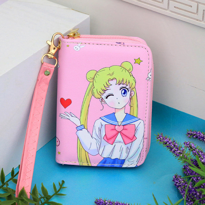 Wholesale Mini Cartoon beautiful girl cute female student fresh women's short zipper portable wallet