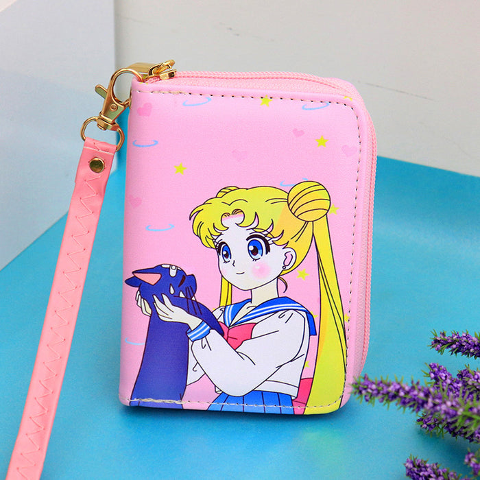 Wholesale Mini Cartoon beautiful girl cute female student fresh women's short zipper portable wallet