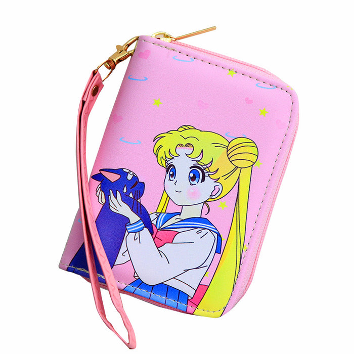 Wholesale Mini Cartoon beautiful girl cute female student fresh women's short zipper portable wallet