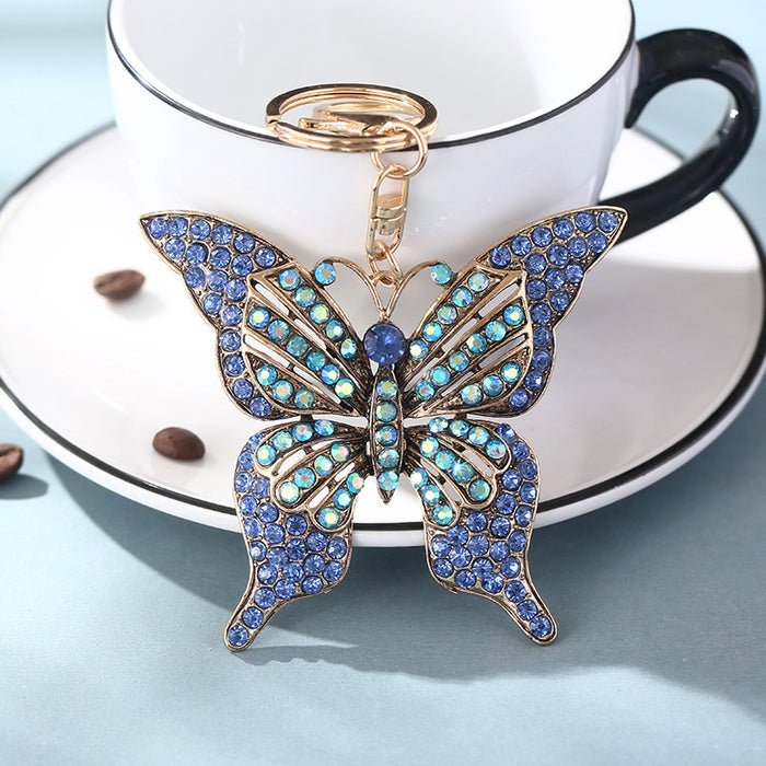 Wholesale Colorful Diamond Hollow Butterfly Alloy Keychain JDC-KC-ChaoK041