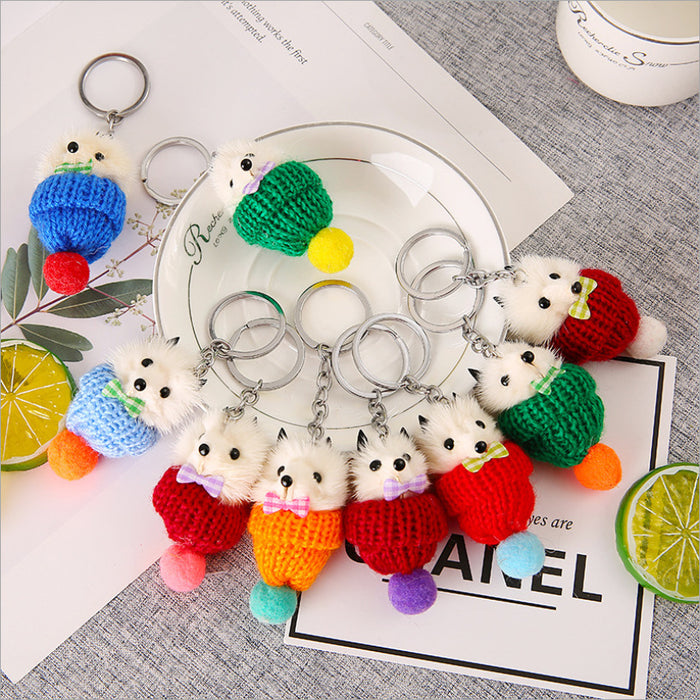 Wholesale  Fox key chain pendant plush contrast color cartoon  key chain pendant