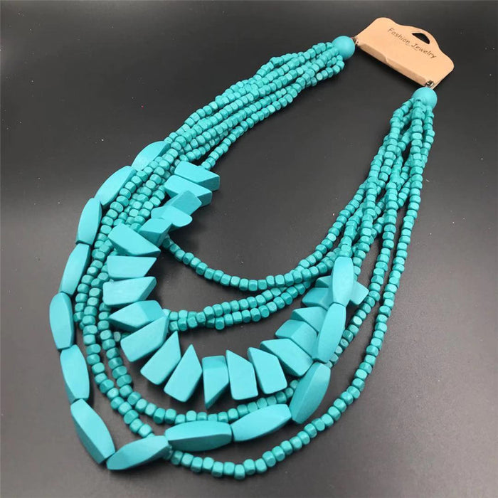 Wholesale Wooden Multi-layer Beaded Long Necklace JDC-NE-NanH006