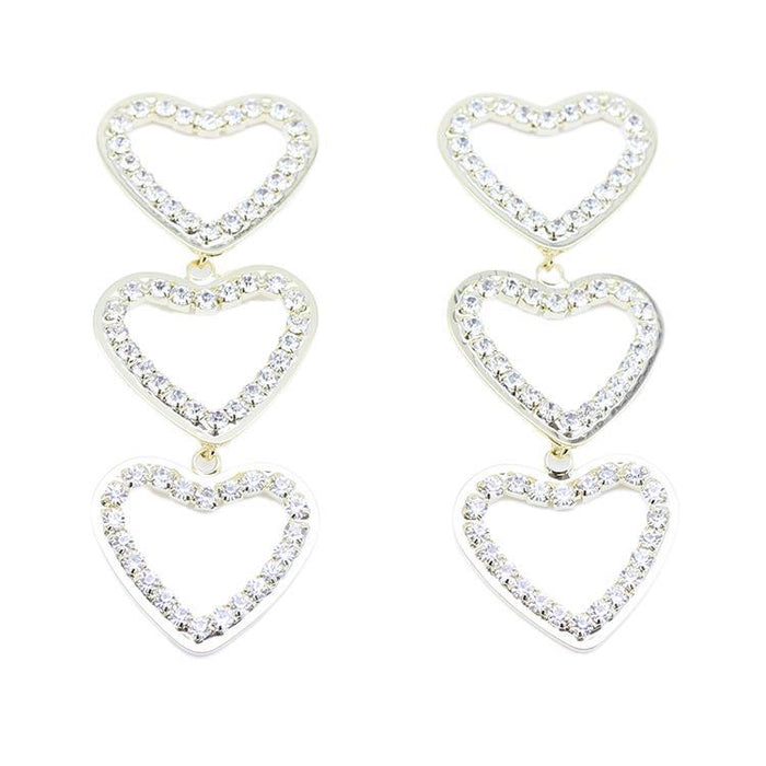 Wholesale Hollow Heart-shaped Rhinestone Love Earrings JDC-ES-MiD002