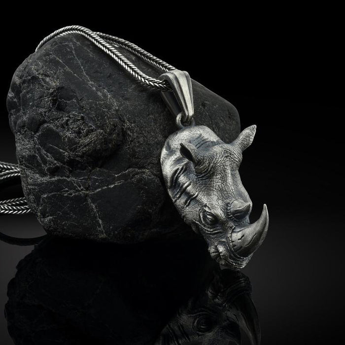 Wholesale Rhino Head Pendant Stainless Men's Necklace JDC-NE-TuoPu005