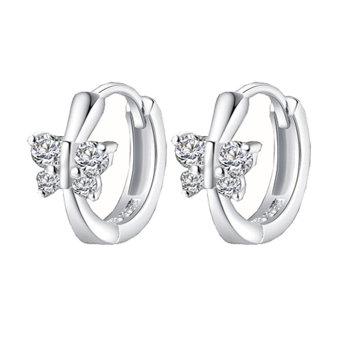 Wholesale Fashionable butterfly earrings with simple diamond studded ear buckles and zircon jewelry