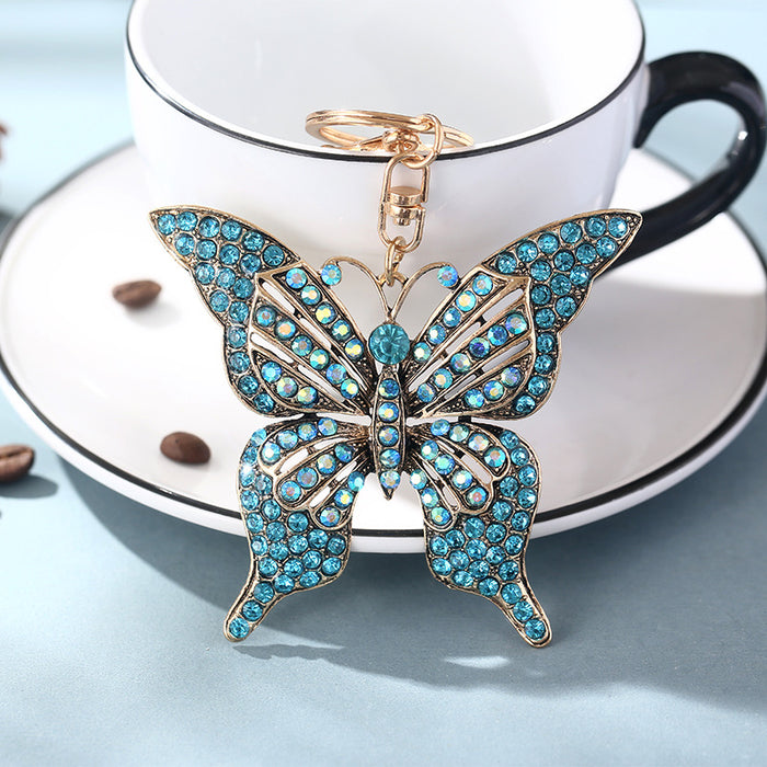 Wholesale Colorful Diamond Hollow Butterfly Alloy Keychain JDC-KC-ChaoK041