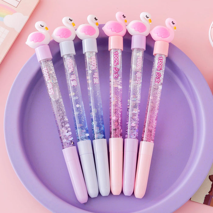 Wholesale Gel pen liquid colorful quicksand pen black water pen student supplies