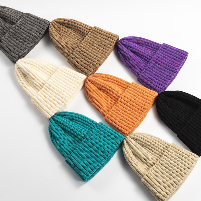 Wholesale Women' s Korean style all-match solid color knitted hat women' s outdoor thick warm cold hat