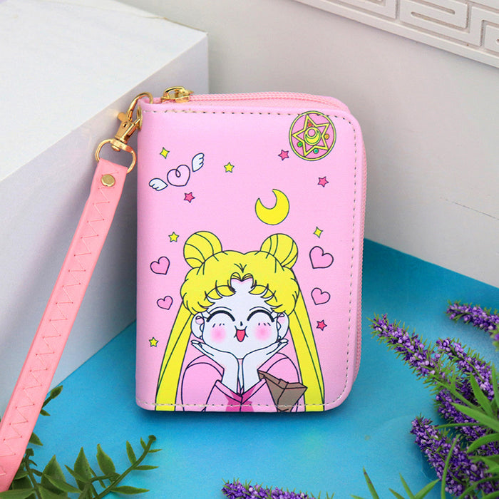 Wholesale Mini Cartoon beautiful girl cute female student fresh women's short zipper portable wallet